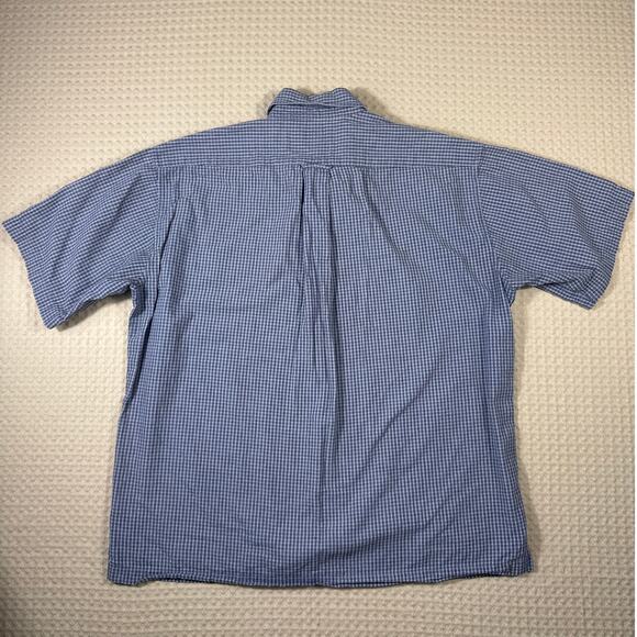 J. Crew Men's Medium 100% Cotton Casual Button Down Short Sleeve Blue Checkered - Picture 7 of 7